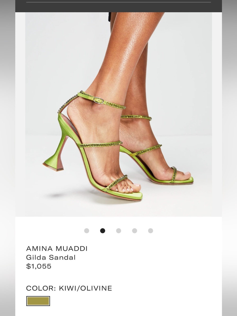 Amina Muaddi Gilda Crystal Strappy
Sandal heel Retail $1090 green kiwi size 37